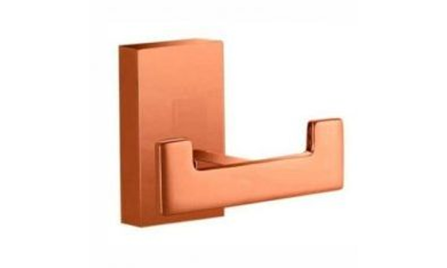 Cabide Duplo Quadrado Banheiro em Metal Rose Gold – Jiwi - V-2680-X