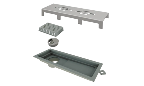Ralo Linear Elleve Tiny PVC 25Cm Acabamento Inox Escovado Vazado – Linear – 2929